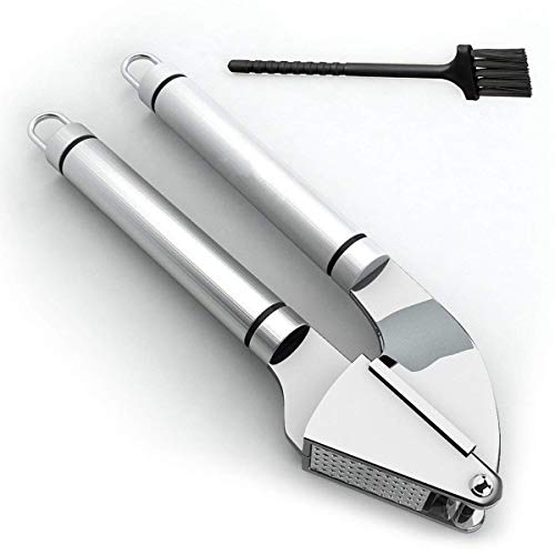i Kito Best Garlic Press With Cleaning Brush - Solid 18/10 Stainless Steel Garlic Crusher Mincer Ginger Tools - Image 2