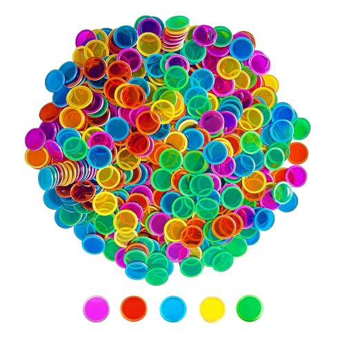 SEETOOOGAMES Magnetic Bingo Chips Counters 500 Pieces Transparent Counting Game Chips Clear Plastic Math Markers for Classroom Mixed Color - Image 1
