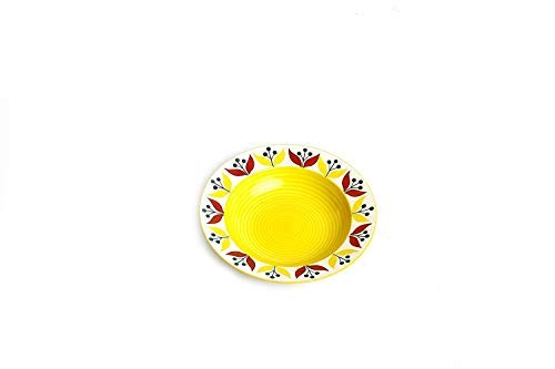 Caffeine Ceramic Handmade Stoneware Yellow Lily 9 Inch Soup Plate/Pasta Plate/Maggie Plate/Macaroni Plate(Set of 2 Dishwasher & Microwave Safe) - Image 3