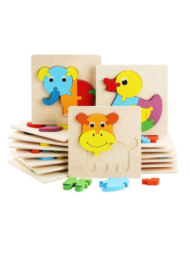 Cartoon Animal Puzzle 3D Wooden Puzzle Baby Educational Early Education Kindergarten Wooden Toys (Assorted one item only, Puzzle items are not exhausted in items in pictures) - Image 1