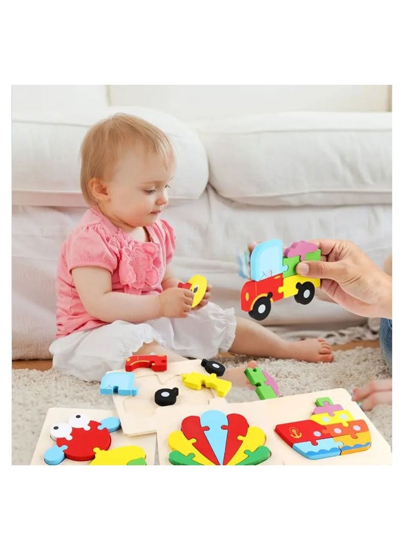 Cartoon Animal Puzzle 3D Wooden Puzzle Baby Educational Early Education Kindergarten Wooden Toys (Assorted one item only, Puzzle items are not exhausted in items in pictures) - Image 2