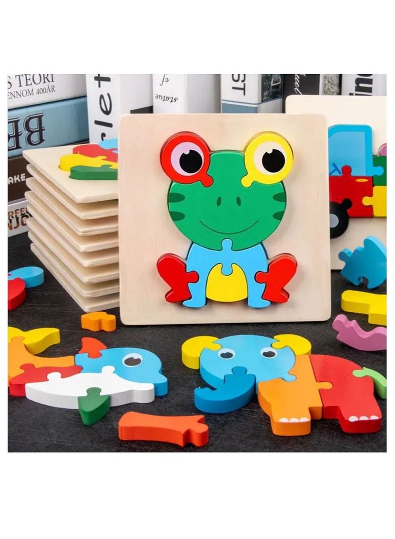Cartoon Animal Puzzle 3D Wooden Puzzle Baby Educational Early Education Kindergarten Wooden Toys (Assorted one item only, Puzzle items are not exhausted in items in pictures) - Image 3