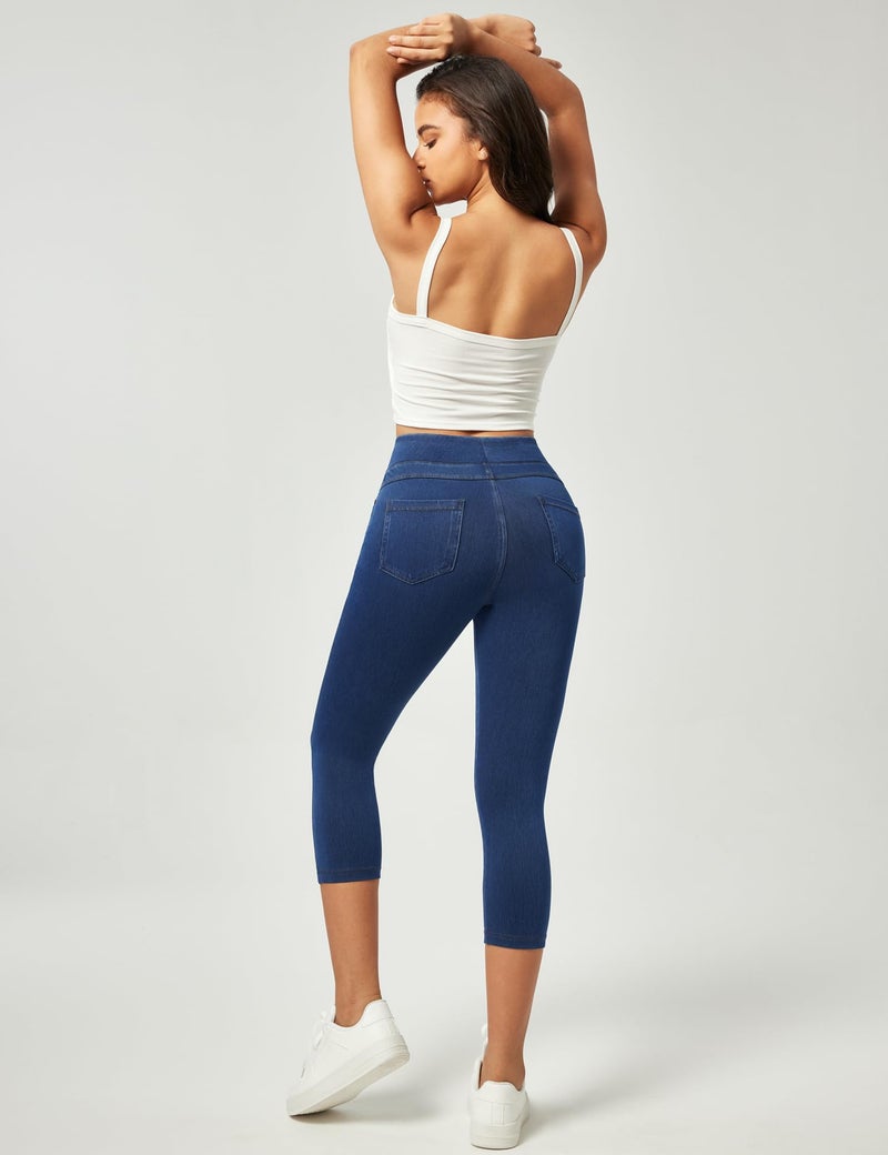 IUGA Capri Jeans for Women Stretchy Jean Capris Pull On Jeggings High Waisted Denim Capri Leggings Casual Pants with Pockets (Stormy Blue, Large) - Image 5