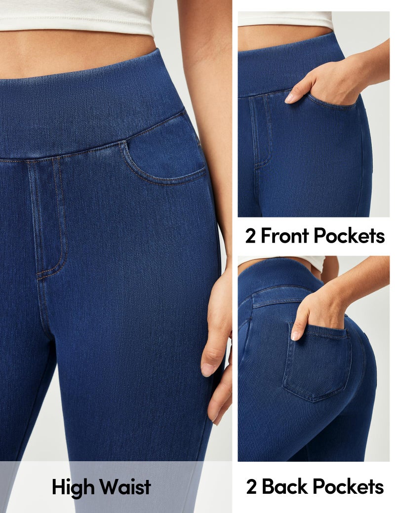 IUGA Capri Jeans for Women Stretchy Jean Capris Pull On Jeggings High Waisted Denim Capri Leggings Casual Pants with Pockets (Stormy Blue, Large) - Image 4