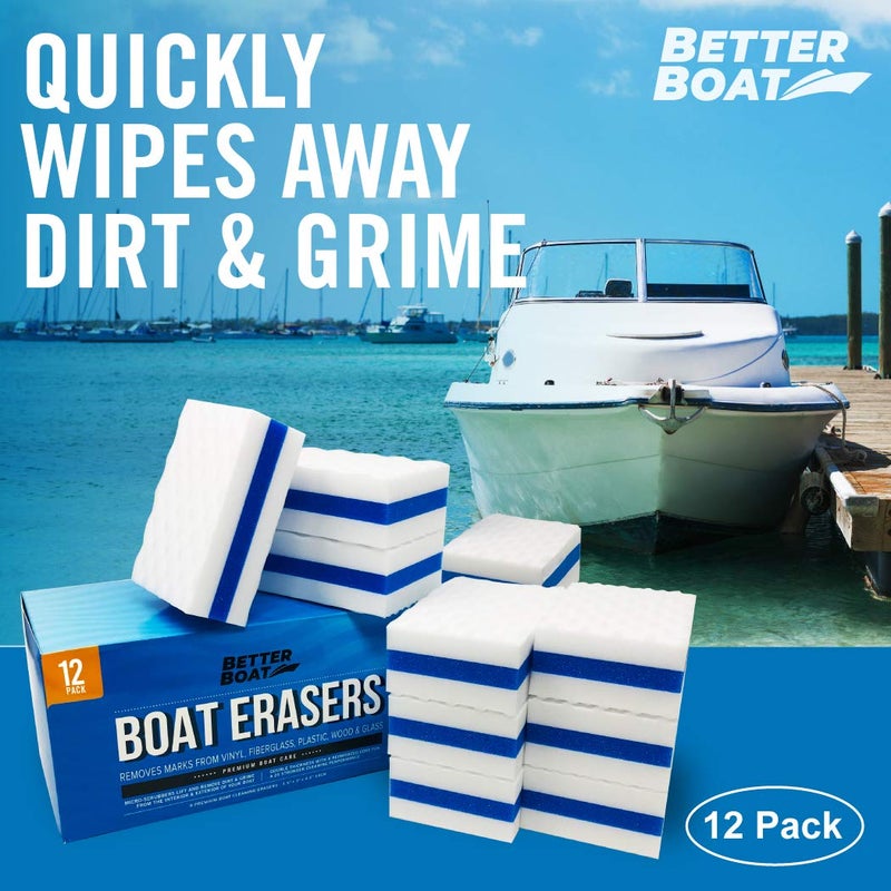 Better Boat 12PK Premium Boat Scuff Erasers, Boating Accessories for Cleaning, Gift for Pontoon, Fishing, Jon Boats, Decks, Vinyl and Hull Cleaner, Gadgets for Men and Women - Image 2