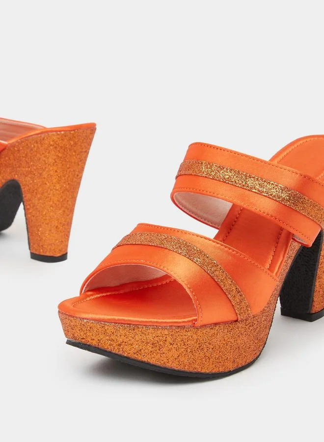 Take Two Orange Orange Double Strap Platform Mules for Women | Best Price UAE