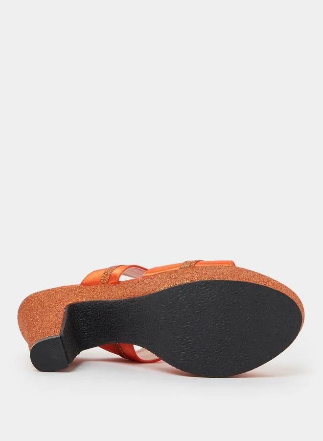 Take Two Orange Orange Double Strap Platform Mules for Women | Best Price UAE