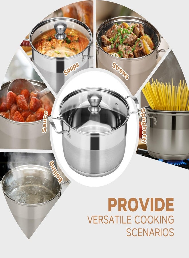 Ohtomber 5 Quart Dutch Pot - Stainless Steel Stock Cooking Induction Pot with Lid for Pasta, Soup, Spaghetti, Nonstick Thick Base Stockpot, Kitchen Cookware for Stew, Simmer, Boiling - Image 3