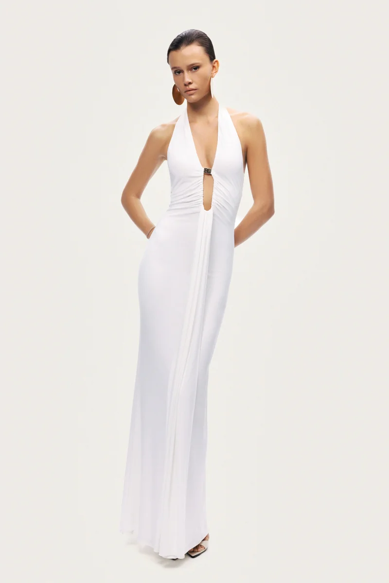 Nocturne Drape ve Aksesuarlı Maxi Elbise