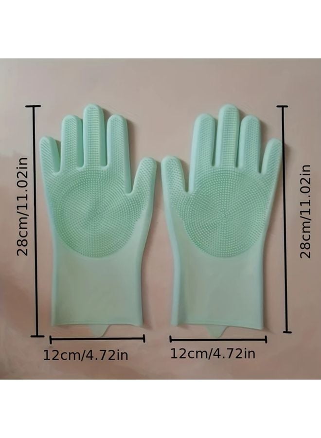 Green Silica Gel Kitchen Cleaning Gloves Multipurpose Non Slip Reusable - Image 4