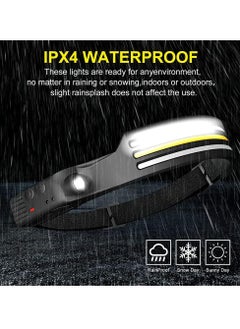 0TO1 TECH Rechargeable LED Headlamp, 3 LED 1200 Lumens COB 230°Wide Beam Headlight with Motion Sensor Bright 10 Modes Lightweight Waterproof Head Lamp for Camping, Running, Hiking, Fishing  - Image 4