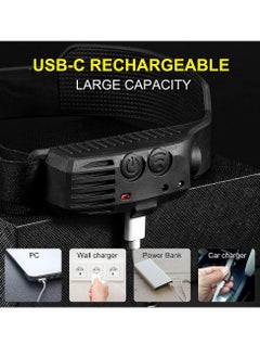 0TO1 TECH Rechargeable LED Headlamp, 3 LED 1200 Lumens COB 230°Wide Beam Headlight with Motion Sensor Bright 10 Modes Lightweight Waterproof Head Lamp for Camping, Running, Hiking, Fishing  - Image 5