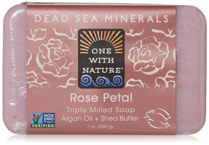 One With Nature Dead Sea Mineral Rose Petal Soap 7 oz