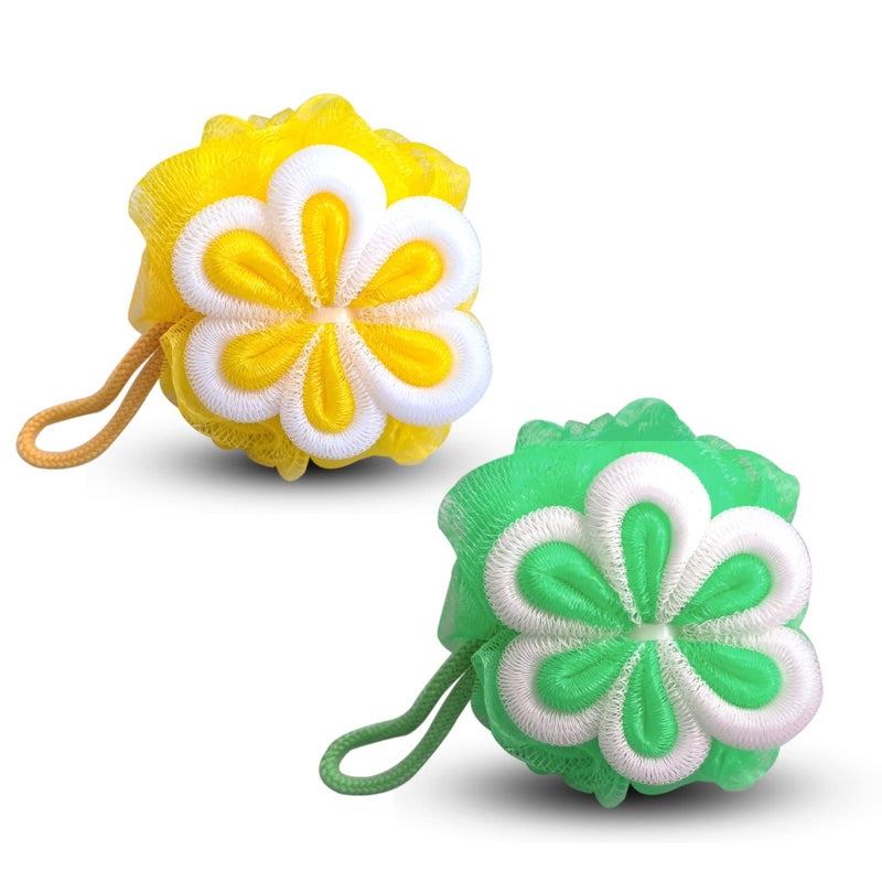 Majestique Floral Loofah Body Scrubber for Bathing - Soft Exfoliating Bath Sponge for Women & Men, Gentle Shower Loofah for Daily Body Wash & Deep Cleansing - Pack of 2 - Image 1