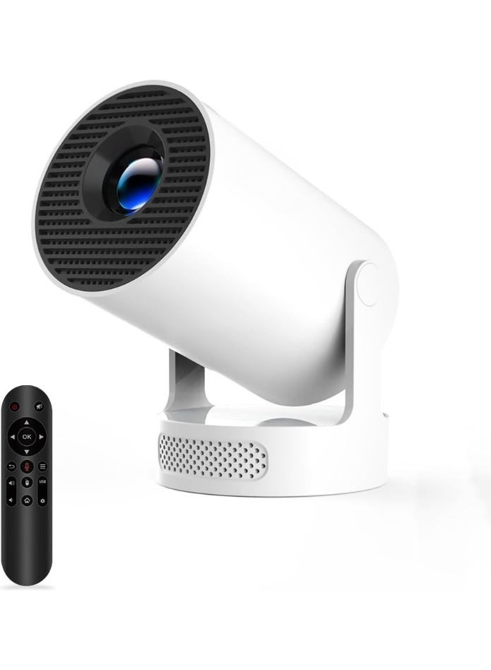 بروجكتور ذكي صغير يدعم 4K مع واي فاي وبلوتوث – جهاز محمول بدوران 180 درجة وتصحيح تلقائي وسماعة مدمجة للمنزل والاستخدام الخارجي - Image 1