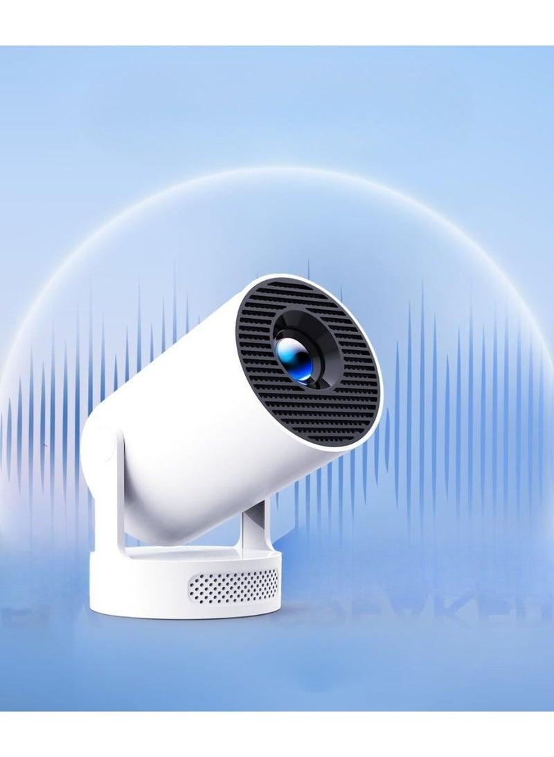 بروجكتور ذكي صغير يدعم 4K مع واي فاي وبلوتوث – جهاز محمول بدوران 180 درجة وتصحيح تلقائي وسماعة مدمجة للمنزل والاستخدام الخارجي - Image 2