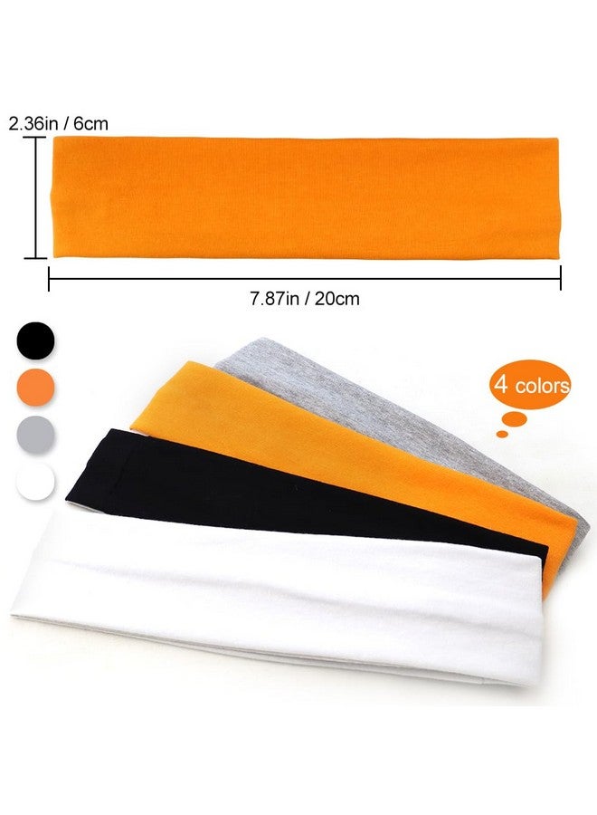 TCOTBE Cotbe 4 Pieces Elastic Stretch Sport Hairbands Yoga Stretchy Headband Women Yoga Headbands Fitness Running Sweat Absorption Cotton Headband Wash Face Hair Band For Women - Image 3