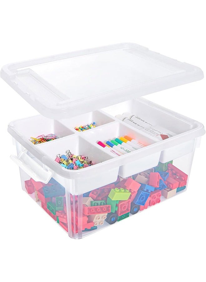 Garlo 16L Plastic Storage Box with Removable Tray Craft Organizers and Storage Clear Storage Container for Organizing Bead, Tool, Sewing, Playdoh  - Image 1