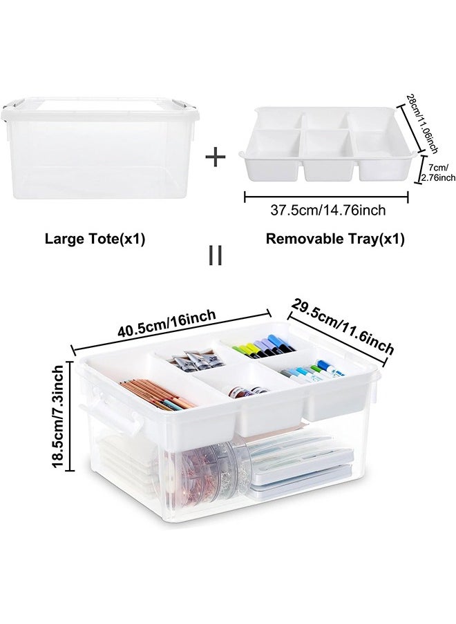 Garlo 16L Plastic Storage Box with Removable Tray Craft Organizers and Storage Clear Storage Container for Organizing Bead, Tool, Sewing, Playdoh  - Image 2