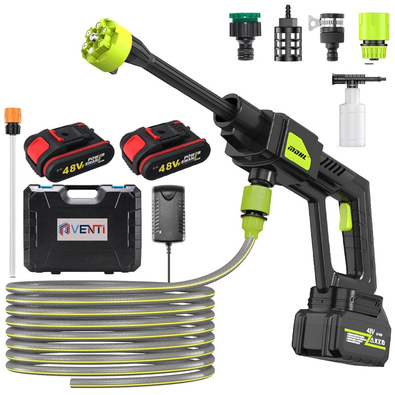 The Venti 48V Portable Pressure Washer with 12000 mAH6000mAh x 2 Battery6in1 NozzleRechargeableCordless Pressure Washer Gun Handheld Pressure Washer for Car Car Washer Gun 2 Battery - Image 1