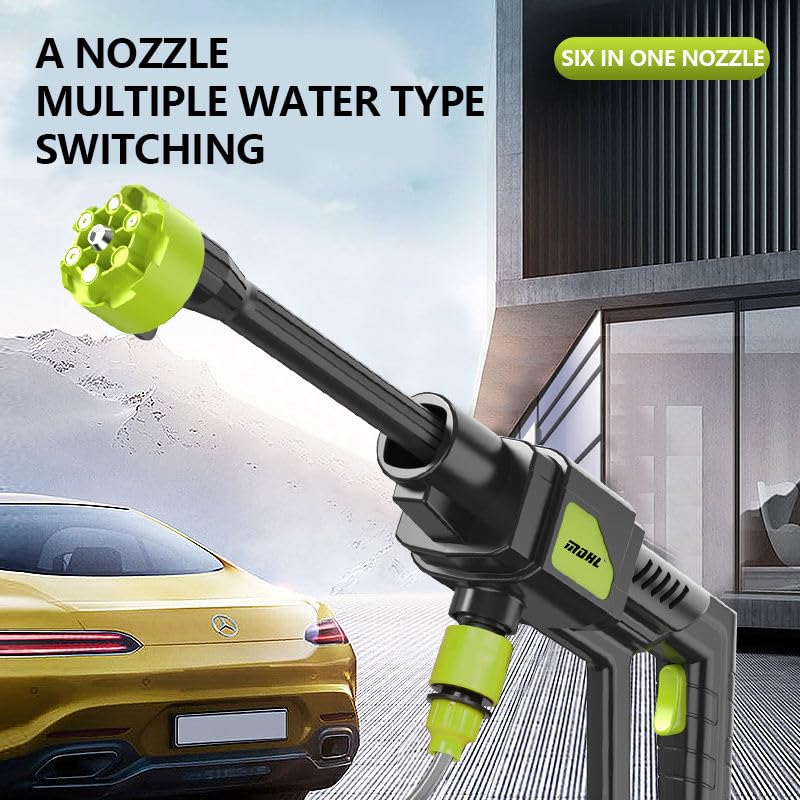The Venti 48V Portable Pressure Washer with 12000 mAH6000mAh x 2 Battery6in1 NozzleRechargeableCordless Pressure Washer Gun Handheld Pressure Washer for Car Car Washer Gun 2 Battery - Image 3