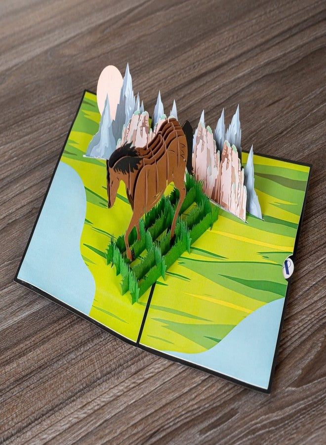 Rykamia Horse Pop Up Card, 3D Birthday Thank You Get Well Card, Equestrian Gift for Mom, Dad, Friends, Son, All Occasion, Year of The Horse 2026 Pop Up Card, Year of Horse Card - Image 5