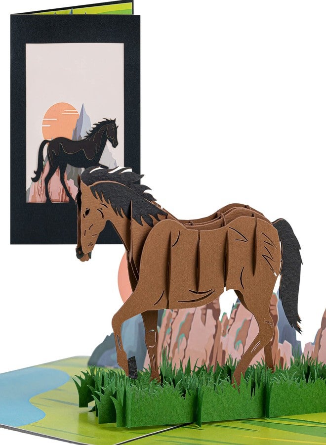 Rykamia Horse Pop Up Card, 3D Birthday Thank You Get Well Card, Equestrian Gift for Mom, Dad, Friends, Son, All Occasion, Year of The Horse 2026 Pop Up Card, Year of Horse Card - Image 1