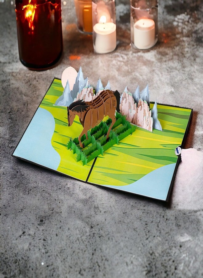Rykamia Horse Pop Up Card, 3D Birthday Thank You Get Well Card, Equestrian Gift for Mom, Dad, Friends, Son, All Occasion, Year of The Horse 2026 Pop Up Card, Year of Horse Card - Image 4