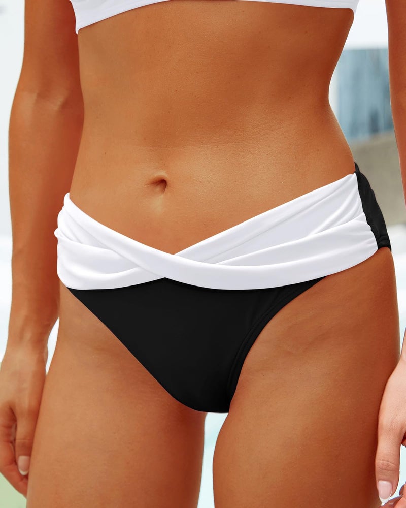 Yonique Women Two Piece Bathing Suits Push Up Bikini Set Halter Swimsuit Vintage Swimwear Black and White L - Image 5