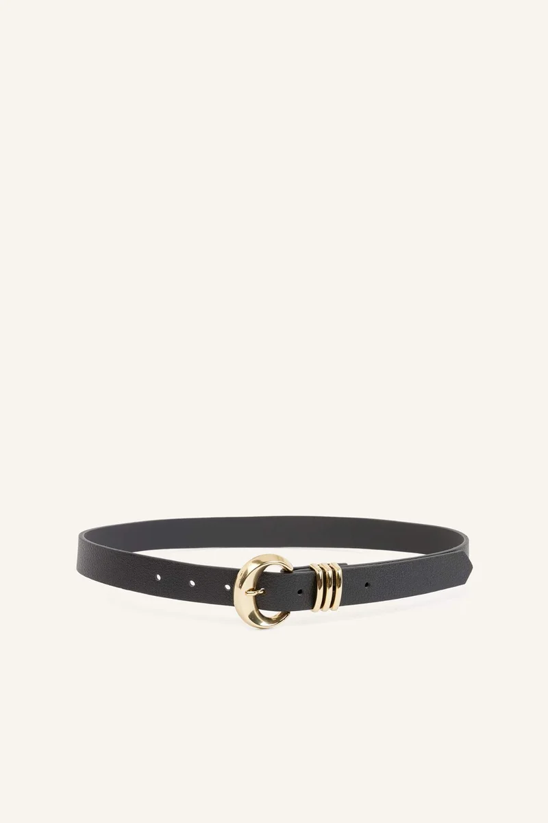 Woman Rectangle Clasp Faux Leather Jean Belt