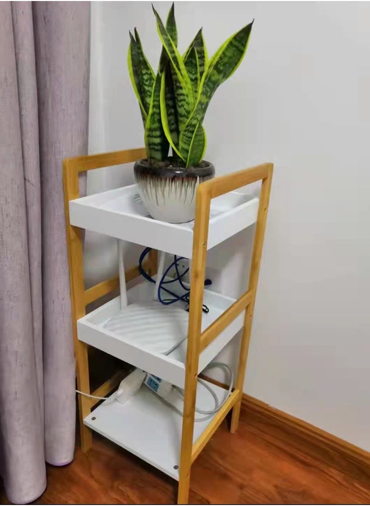 LINGWEI Household and Bathroom Rack Bamboo Storage Shelves Decorative Toilet & Kitchen Utensil Holder  - Image 5