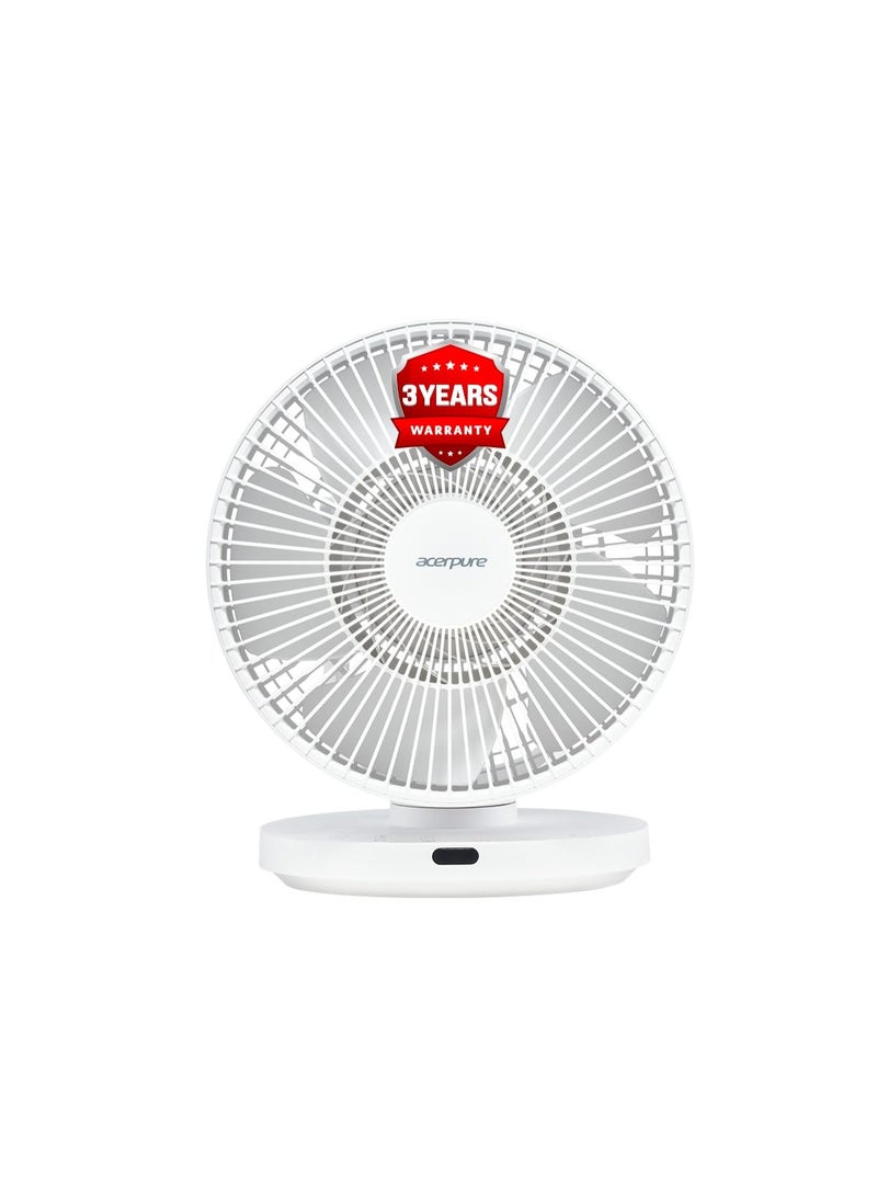 Acerpure Cozy F3 Table Fan with Air Circulator |3years warranty| Energy efficient BLDC motor|Remote control|3D airflow technology |Swing mode |16 speed control and LED display|Whisper-quiet (White) - Image 1