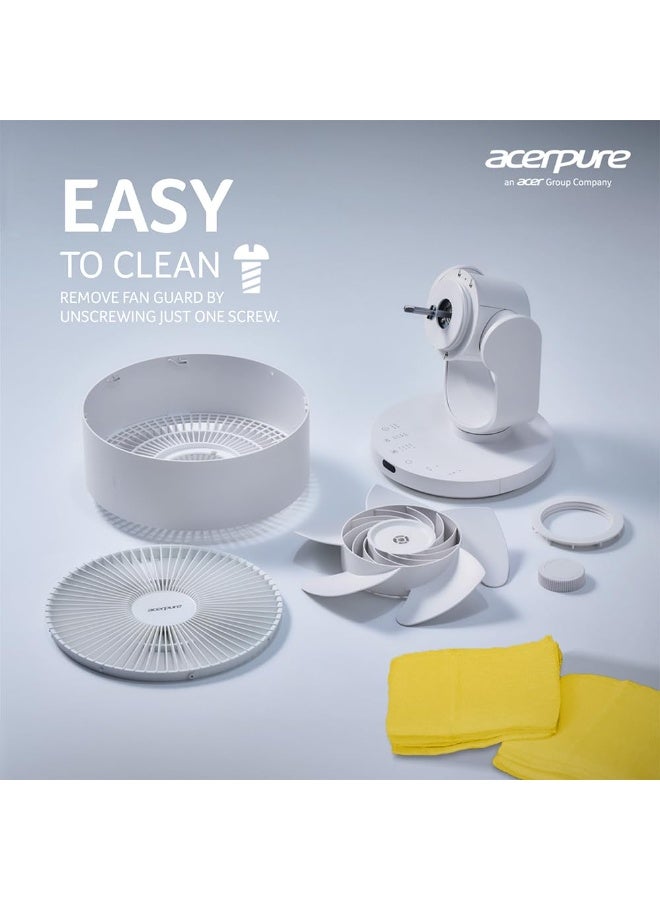 Acerpure Cozy F3 Table Fan with Air Circulator |3years warranty| Energy efficient BLDC motor|Remote control|3D airflow technology |Swing mode |16 speed control and LED display|Whisper-quiet (White) - Image 2