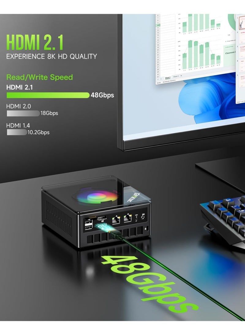 GMKtec Ultracompact Mini PC Desktop with AMD Ryzen 9 8945HS Processor (Turbo Up to 5.1GHz) 32GB DDR5 RAM 1TB SSD Windows 11 Pro Oculink Dual 2.5G LAN Wi-Fi 6 USB 3.2 USB-C 4.0 Bluetooth 5.2 DisplayPort HDMI Dual Fan – NucBox K11 Gaming Computer K11 32GB+1TB - Image 3