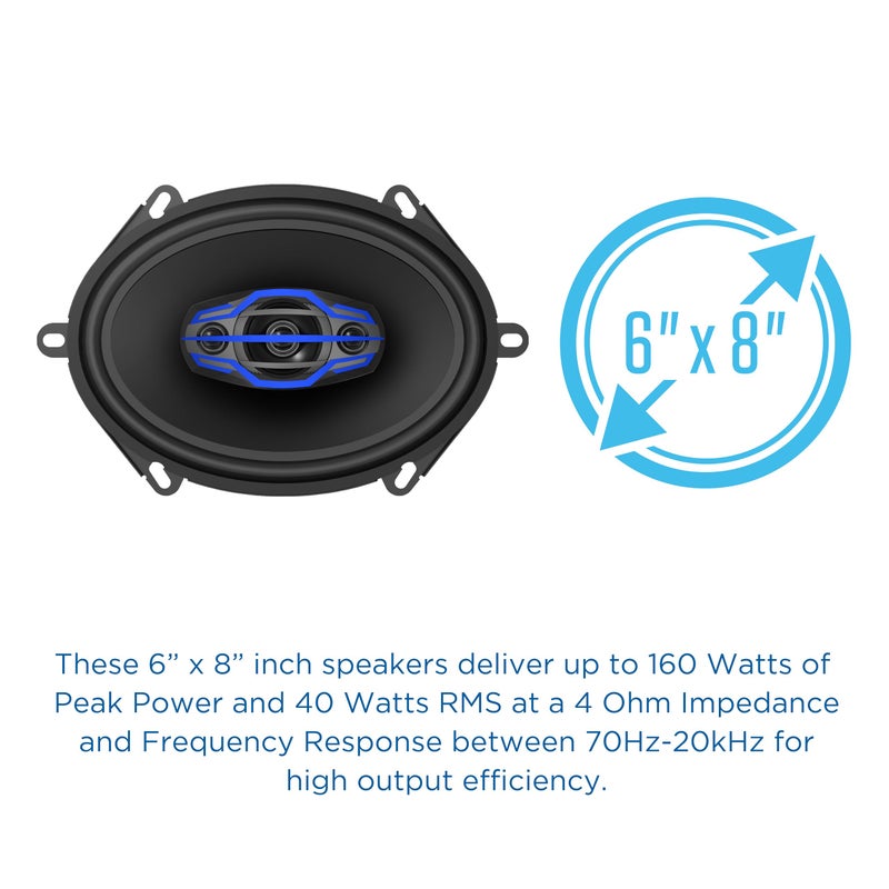 JENSEN JS-Series JS6804 High Performance 4-Way 5x7/6x8 inch 4-Way Car Audio Speakers Pair with 320 Watts Peak Power | 160 Watts per Speaker | 35mm Mylar Balanced Dome Midrange | 15mm Piezo Tweeters - Image 4