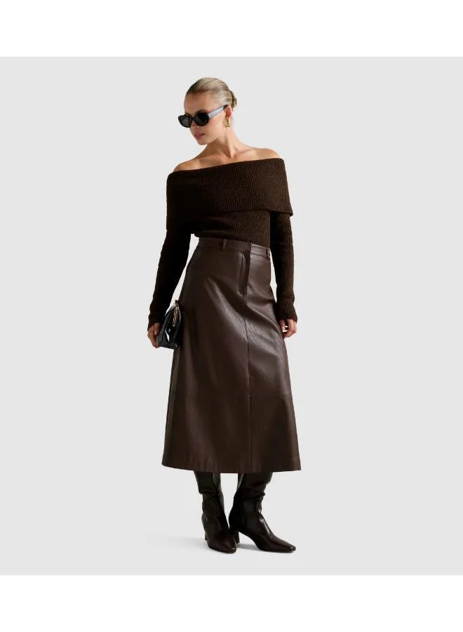 Forever New  Jaelyn Vegan Leather Midi Skirt for Women | Best Price UAE