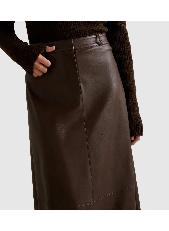 Forever New  Jaelyn Vegan Leather Midi Skirt for Women | Best Price UAE