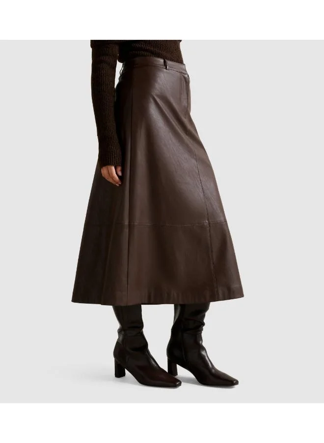 Forever New  Jaelyn Vegan Leather Midi Skirt for Women | Best Price UAE