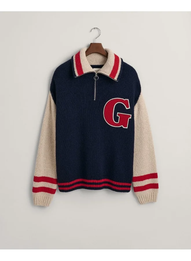 GANT Gant Wool Nepps Letterman Half-Zip Sweater