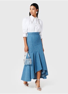 Threadz by Ajooni Embellished Collar Denim Skirt Dress  - Image 1