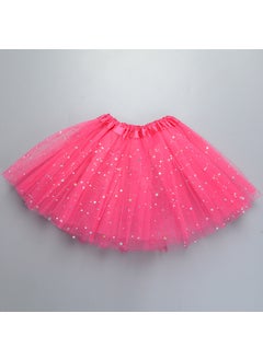 Generic Childrens tutu skirt princess sequins three-layer 6-piece mesh skirt tutu gauze skirt tutu children rose red 