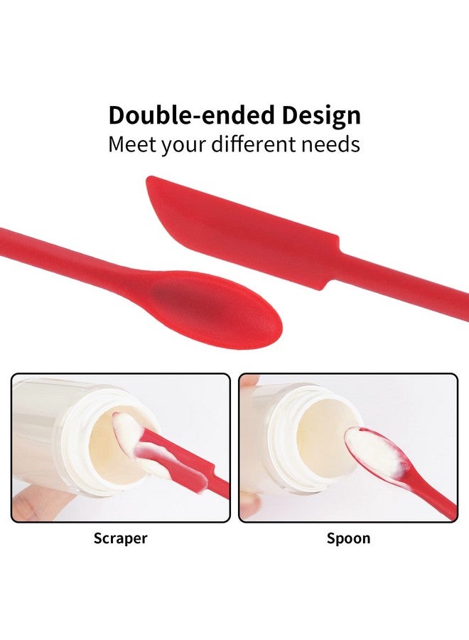 Cuttte Mini Spatula Silicone Spatula Set - Cuttte 2pcs Small Makeup Scrapers for Cosmetics, Reusable Beauty Tiny Tools, Thin Jar Scraper, Get Last of Makeup Out, Black and Red - Image 2