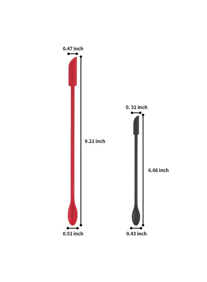 Cuttte Mini Spatula Silicone Spatula Set - Cuttte 2pcs Small Makeup Scrapers for Cosmetics, Reusable Beauty Tiny Tools, Thin Jar Scraper, Get Last of Makeup Out, Black and Red - Image 1