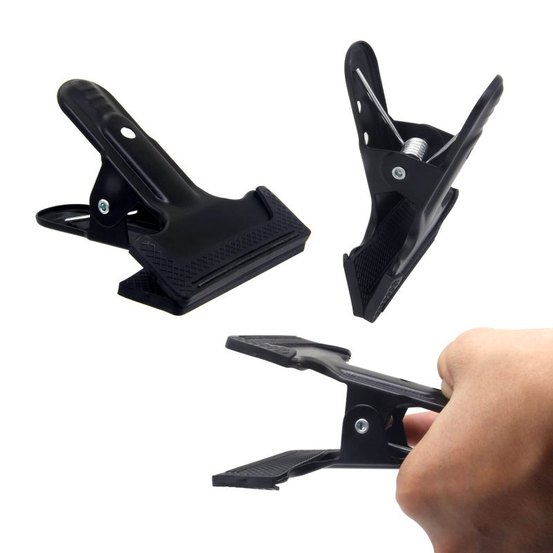 YRMJ 2 Pack 4-1/4" Heavy Duty Spring Clamps Clips, Black Metal Rubber Hinge Clip File Clamps for Photography Background Stands, Home Improvement Projects (2.17" Opening) - Image 1
