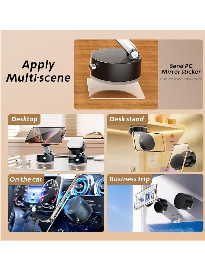 Milatech Foldable Magnetic Vacuum Phone Holder, 360 Suction Car Mount, Double-Sided Swivel Stand for Car, Mirror, Gym, Kitchen, Hands-Free Portable Phone Holder - Image 5