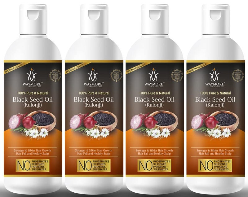 WAYMORE Pure and Natural Herbal Black Seed Oil Kalonji Oil for Hair Fall Damage Repair Fast Absorption for All Hair Types800mlPack of 4200ml each