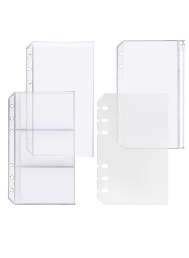 Zelten 4 Pack A6 6 Holes Binder Accessory Combo Set, Binder Divider Binder Pocket Binder Zipper Folder Binder Name Card Holder for Personal Organiser (Pocket Combo, A6) - Image 1