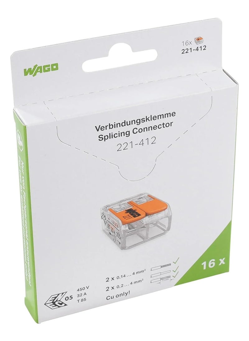 Wago Wago 221-412 2-Conductor Compact Splicing Connectors (Pack of 16)  - Image 1
