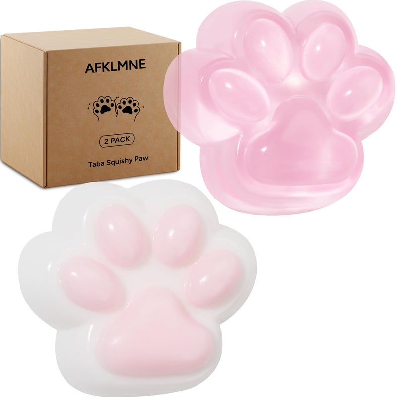 AFKLMNE 2Pack Taba Squishy Cat Paw Sensory Fidget Toys Adults Anxiety Stress Relief Squeeze Toy Soft Cute Kawaii Squishys for Desk School Pink - Image 3