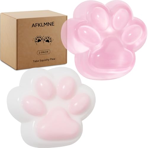 AFKLMNE 2Pack Taba Squishy Cat Paw Sensory Fidget Toys Adults Anxiety Stress Relief Squeeze Toy Soft Cute Kawaii Squishys for Desk School Pink - Image 1